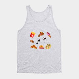 Pizza, Wine, Ice Cream and French Fries Set Designs Value Pack Tank Top